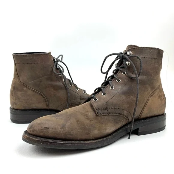 Thursday Boots President Lace Up Brown Nubuck Leather Plain Toe Combat Size 11 - Picture 2 of 10